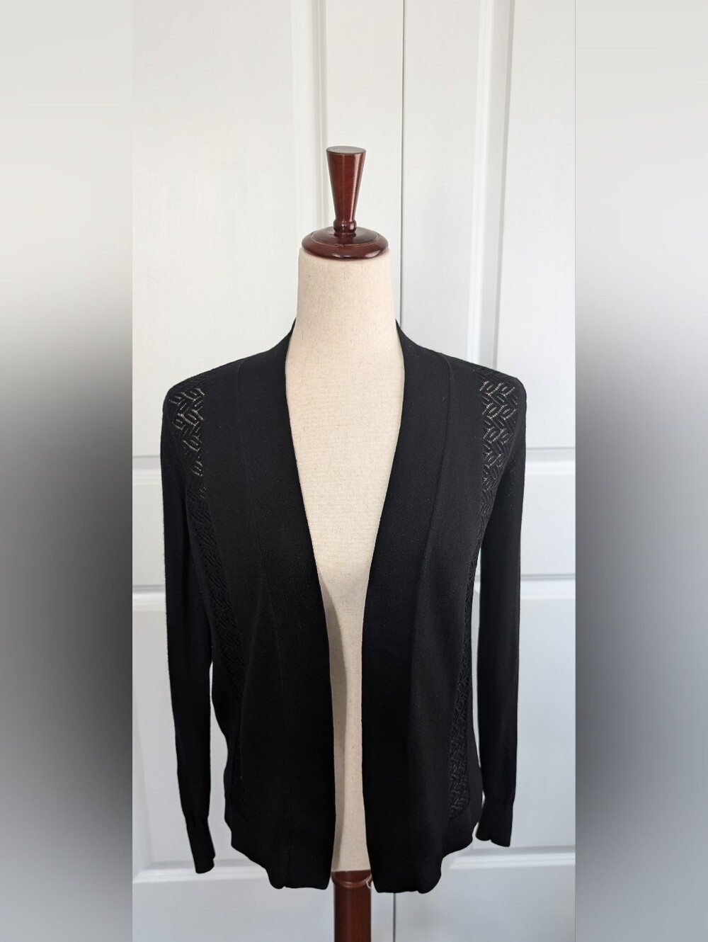 REISS Natasha Lace Knit Cardigan Sweater Black Size 0